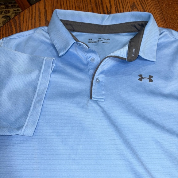 UNDER ARMOUR LOOSE FIT SIZE 2XL VIBRANT BABY BLUE SHORT SLEEVE POLO SEE PICS - Picture 1 of 7